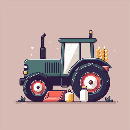 cultivate agriculture equipment vehicle vectorのイラスト素材