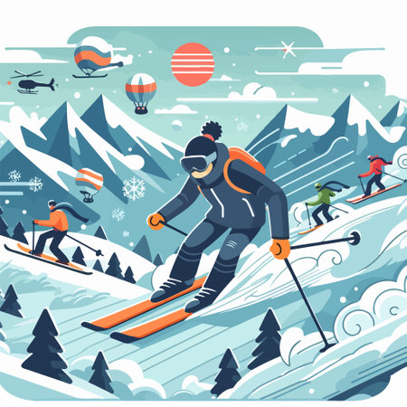 Winter sports skating poster illustration championのイラスト素材