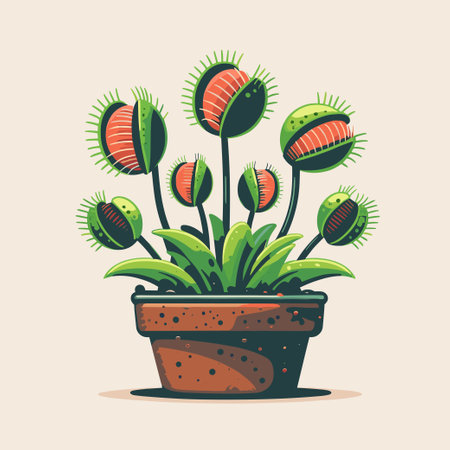 A plant with a pot that has a green stem and leavesのイラスト素材