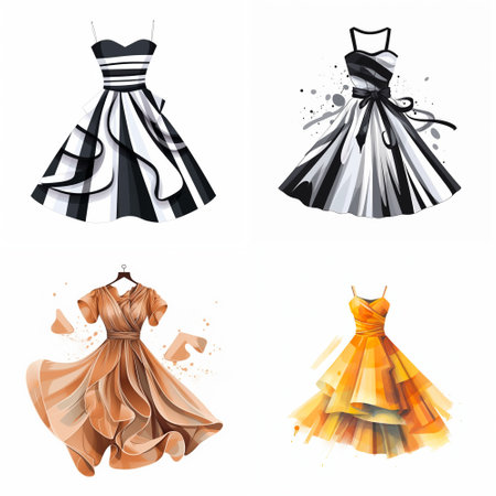 WOMEN DRESS FASHION STICKER SET VECTORのイラスト素材