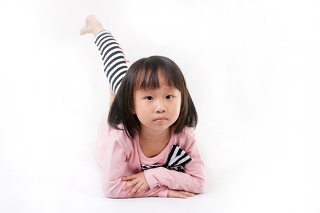 asian girl on white backgroundの写真素材