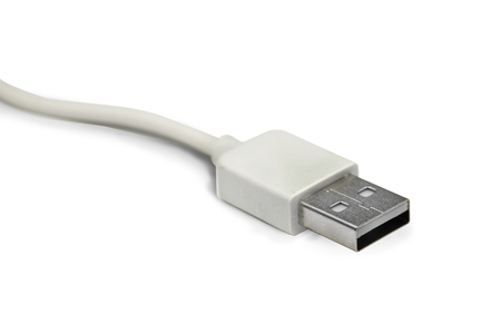 USB and micro cable on white backgroundの写真素材