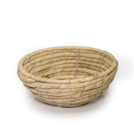  traditional empty basket isolated on white backgroundの写真素材