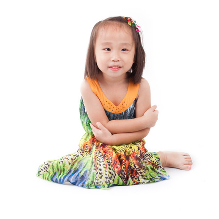 asia young girl on white backgroundの写真素材