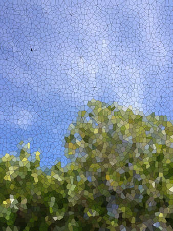 Blue and green stained glass backgroundの素材