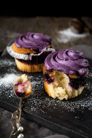 Delicious blueberry truffles, closeup viewの写真素材