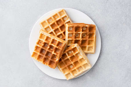 Square belgian waffles on plate