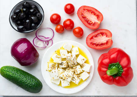 Mediterranean salad food ingredientsの写真素材