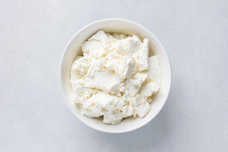 Curd cheese or tvorog in bowlの写真素材