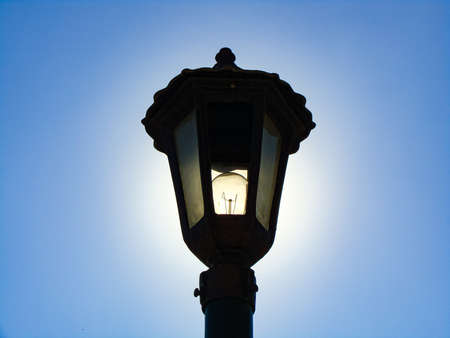 Silhouette shot of a street light "Ghazali Cinema Town - Tehran - Iran"の写真素材