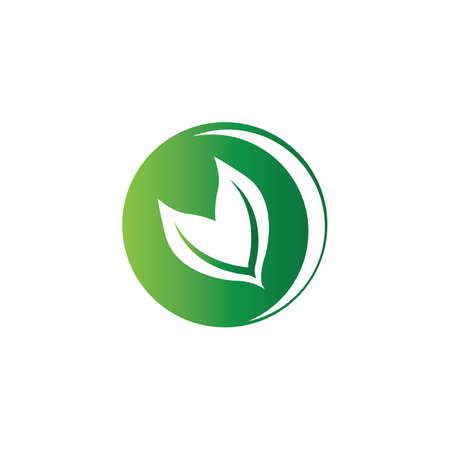 Simple green leaf icon vector logoのイラスト素材