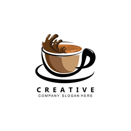 Beans And Coffee Cup Logo Template vector icon designのイラスト素材