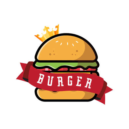 Burger Food Logo Vector Background Design, Made Of Bread, Vegetables And Meat. Suitable For Corporate,Screen Printing,Stickers,Banners,Flayersのイラスト素材