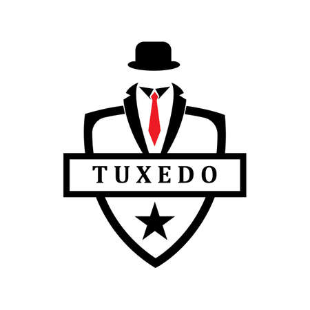 black mafia men tuxedo symbol vector logoのイラスト素材