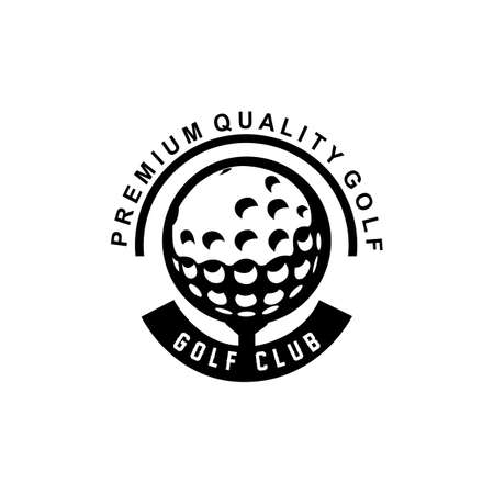 vector icon logo golf ball, stick, and golfing. Outdoor Games, retro concept illustrationのイラスト素材