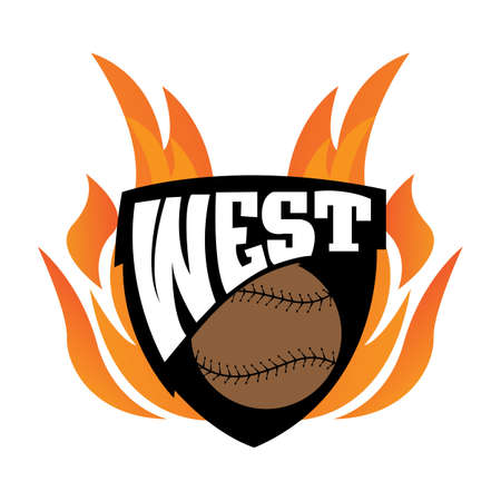 baseball logo icon vector, sports player hitting the ball and running, retro conceptのイラスト素材