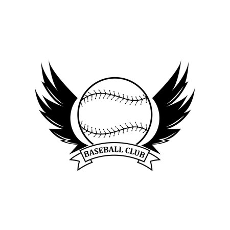 baseball logo icon vector, sports player hitting the ball and running, retro conceptのイラスト素材