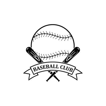 baseball logo icon vector, sports player hitting the ball and running, retro conceptのイラスト素材