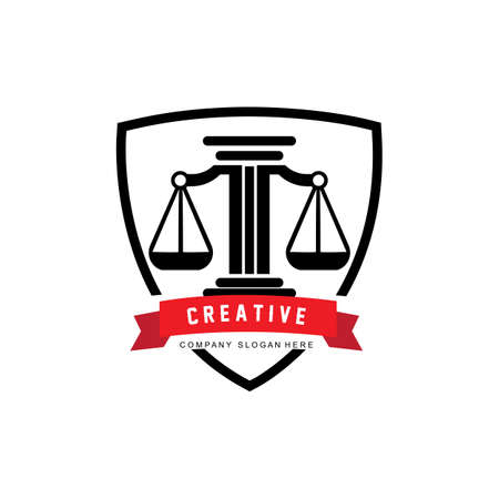 Lawyer or Justice law logo vector design, icon illustrationのイラスト素材