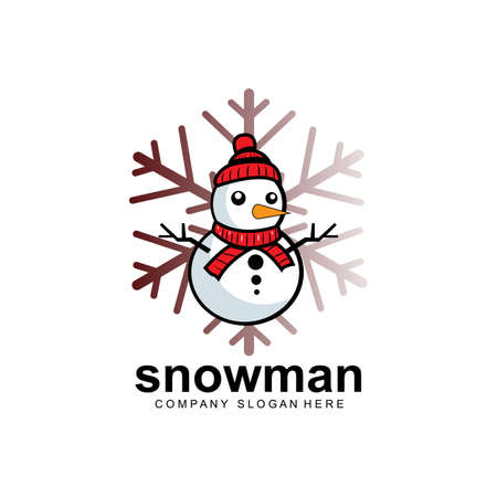snowman logo vector icon, winter christmas with gifts and santa, design illustrationのイラスト素材