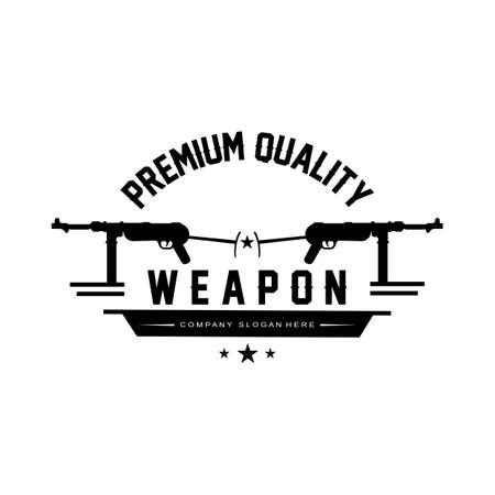 Automatic weapon logo vector icon. Battle weapons. Pistols, rifles. military and weapons illustrationのイラスト素材