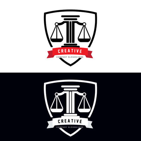 Lawyer or Justice law logo vector design, icon illustrationのイラスト素材