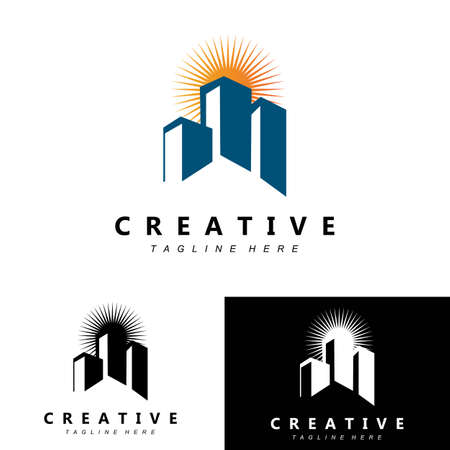 Urban building construction logo icon symbol, house, apartment, city viewのイラスト素材