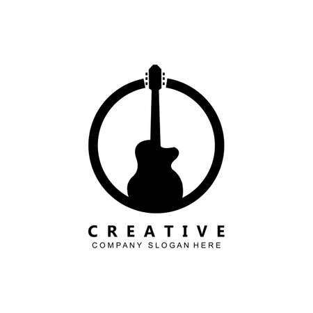 musician musical instrument guitar logo template vector iconのイラスト素材