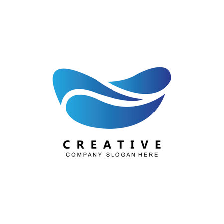 simple ocean wave logo icon vectorのイラスト素材