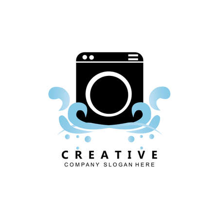simple home laundry logo icon vectorのイラスト素材