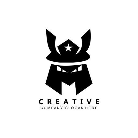 samurai fighter ninja kung fu logo template vector iconのイラスト素材