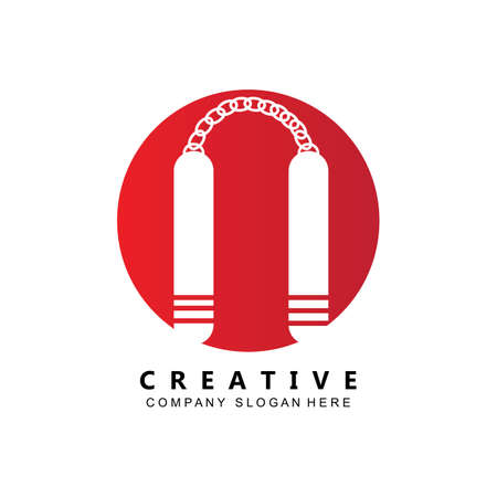 kung fu samurai fighting tools logo template vector iconのイラスト素材