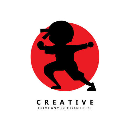 samurai fighter ninja kung fu logo template vector iconのイラスト素材