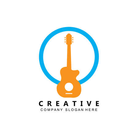 musician musical instrument guitar logo template vector iconのイラスト素材