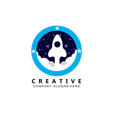 simple space rocket icon vector logo freeのイラスト素材