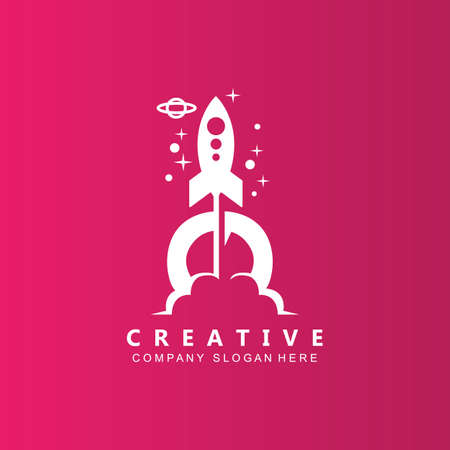 simple space rocket icon vector logo freeのイラスト素材