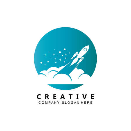 simple space rocket icon vector logo freeのイラスト素材