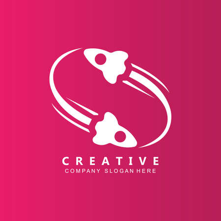 simple space rocket icon vector logo freeのイラスト素材