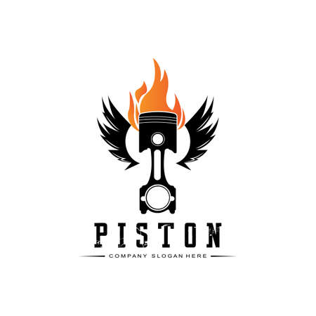 Engine Piston Logo Icon Vector Car vehicle, drive tool, retro backgroundのイラスト素材