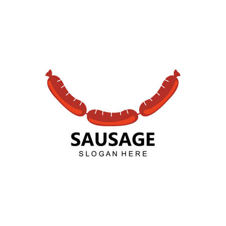 grilled sausage logo vector symbol, barbecue meat, retro conceptのイラスト素材
