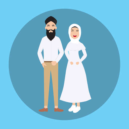 Muslim dress designs for men and women, for fashion exhibitions, attractive and beautiful dressesのイラスト素材