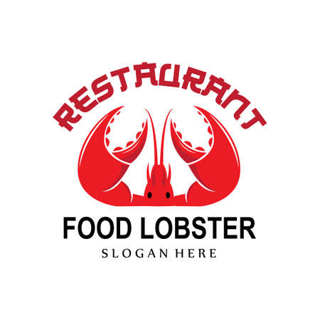 Vector Retro Logo Sea Animals Lobster,Seafood,Illustration Design Suitable for Sticker, Screen Printing, Banner, Restaurant Companyのイラスト素材