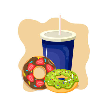 Food Vector Design Soft Round Sweet Donuts That Everyone Loves Children Or Adults, Suitable For Companies, Stickers, Screen Printing, Flayersのイラスト素材