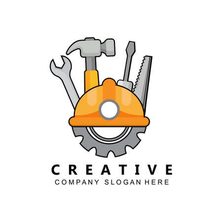 vector illustration of labor day logo, hard worker, strong man, world changer, spirit of work design suitable for company, background, flayer, sticker, screen printingのイラスト素材