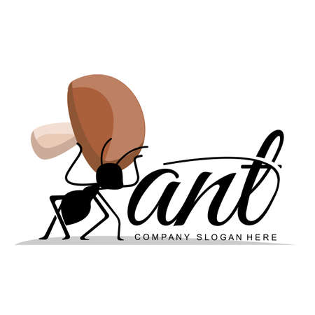 Ant Logo Design, Team and Compact Working Animals vector illustrationのイラスト素材