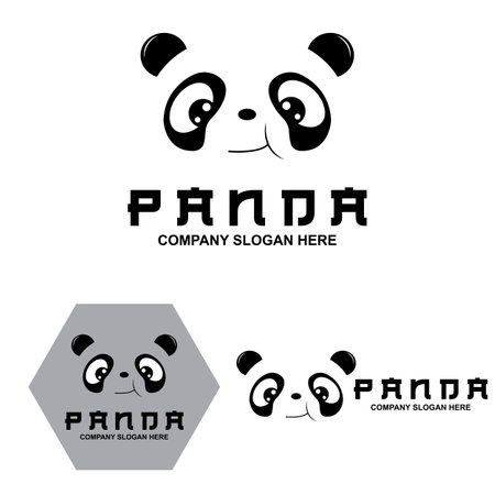 cute panda logo vector design ,animal background illustrationのイラスト素材