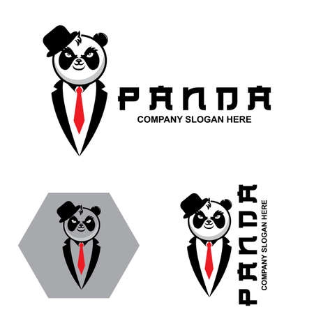 cute panda logo vector design ,animal background illustrationのイラスト素材