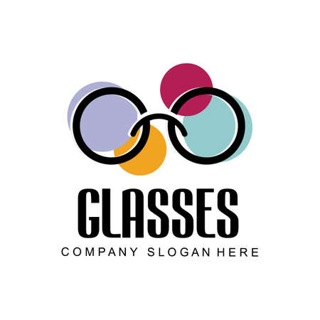 glasses logo design, vector illustration of optical tools to style and maintain eye healthのイラスト素材