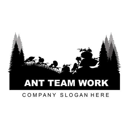 Ant Logo Design, Team and Compact Working Animals vector illustrationのイラスト素材