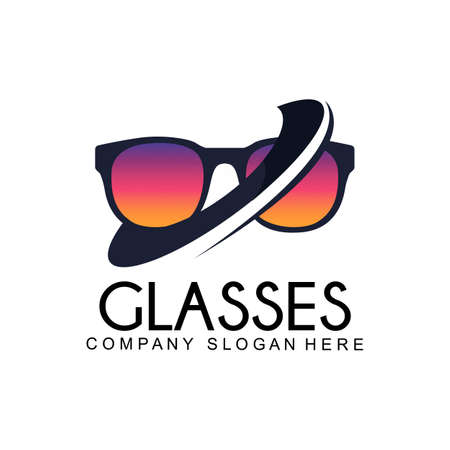glasses logo design, vector illustration of optical tools to style and maintain eye healthのイラスト素材